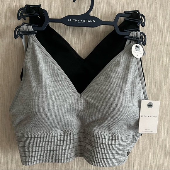 Lucky Brand 2pc Seamless Comfort Pull on Bra Set w/Double Straps Removable Pads - Picture 1 of 9